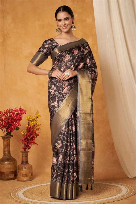 Black Bloom Premium Banarasi Silk Saree – Sareeze