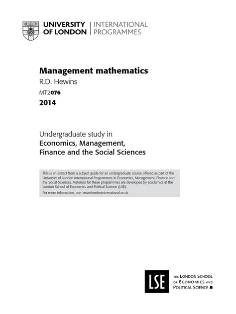 Image result for Maths for Management Lecture Notes