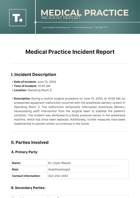 Free Medical Practice Incident Report Template to Edit Online