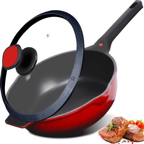 Amazon.com: NonStick Deep Frying Pan with Lid, 11 IN 5 Quart Saute Pan ...