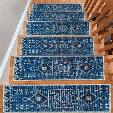 Heritage Stair Treads Carpet, Blue Stair Runner Rug, Scandinavian Stair ...