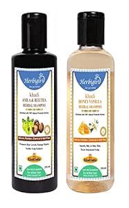 Buy Herbigiri Khadi Amla Reetha and Honey Vanilla Herbal Shampoo 420ml ...