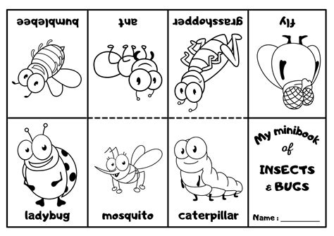 Insects and Bugs Mini Coloring Book - Ezpzlearn.com | Insect coloring ...