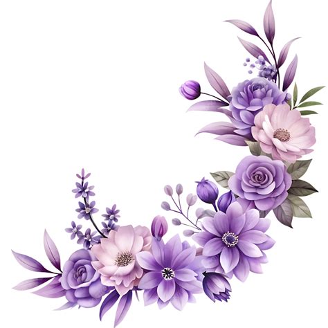 Purple Flower And Leaves Frame Template Illustration, Flower, Nature ...