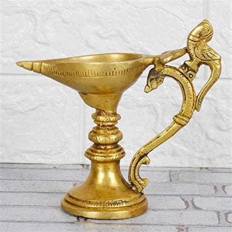 Artvarko Brass Peacock Diya with Stand for Pooja Light for Home Décor ...