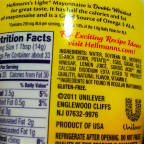 Mayonnaise Nutrition Label | Besto Blog