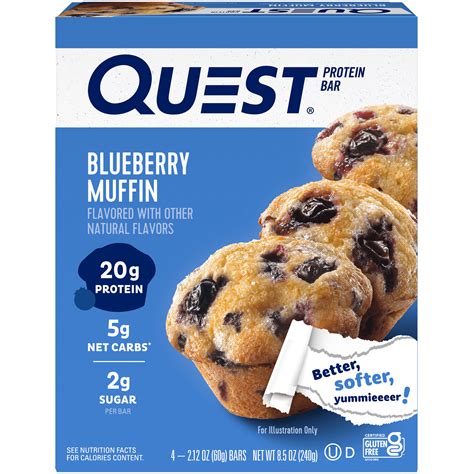 Quest Protein Bar, Blueberry Muffin, 21g Protein, 4pk - Walmart.com