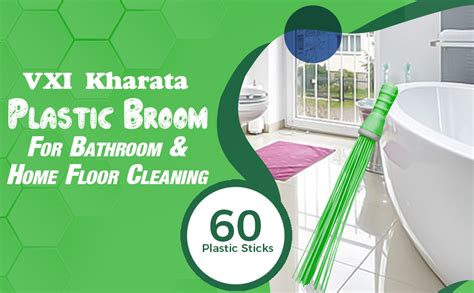 VXI Plastic Broom Kharata Jadu for Home and Bathroom Cleaning Color ...