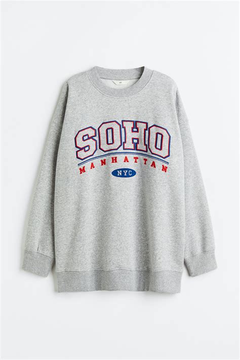 Printed sweatshirt - Light grey marl/SoHo - Ladies | H&M IN