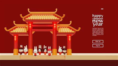 Chinese new year of rabbit landing page template 06 | Premium PSD