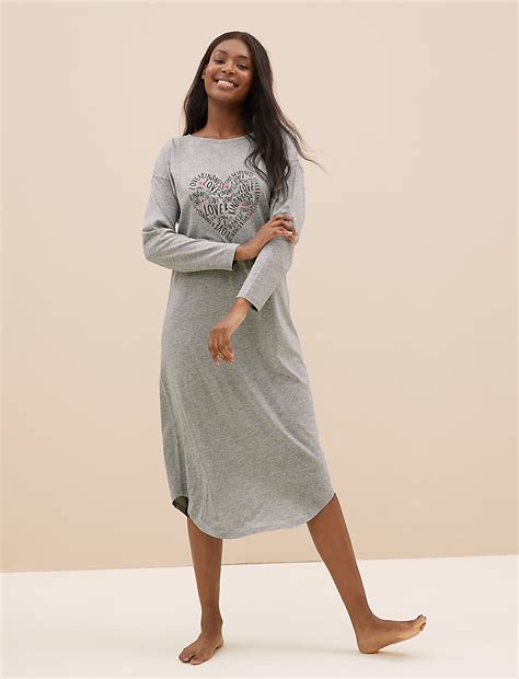 Buy 2 Pack Cotton Rich Heart Long Nightdresses at Marks & Spencer