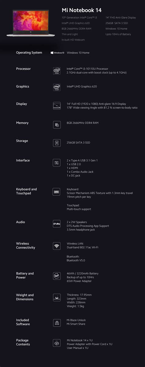 Mi NoteBook 14 e-Learning Edition Specs/ Features- - Mi India