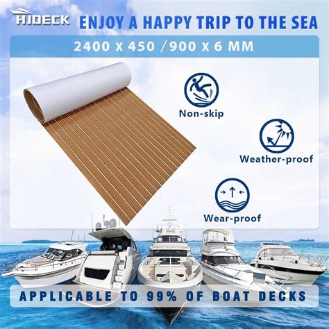 HJDECK Boat Flooring EVA Foam Carpet Faux Teak Self-Adhesive Non-Skid ...