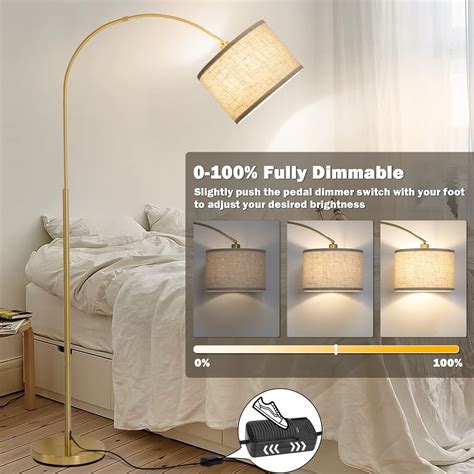 Gold Arc Floor Lamp, Dimmable Floor Lamp for Living Room, Mordern ...