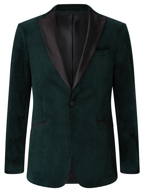 Kin Emerald Peak Lapel Velvet Jacket, Emerald Green