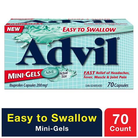 Advil Mini-Gels (70 Count), 200 mg ibuprofen, Temporary Pain Reliever ...