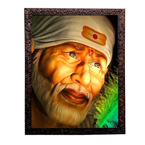 Lord Sai Baba Wooden Photo Frame Wall hanging and Pooja room - (10 x 8 ...