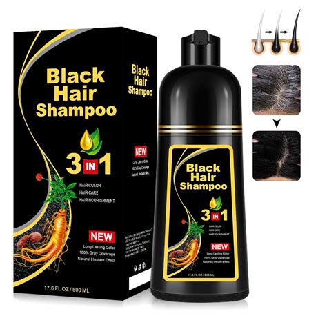 Amazon.com : Instant Black Hair Shampoo Hair Color Shampoo for Gray ...