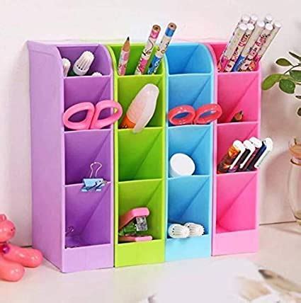 4 Compartment Desktop Storage Box & Pen Pencil Holder - Multicolor ...