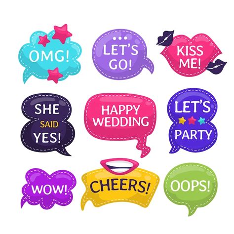 Flat design speech bubble booth props collection | Free Vector