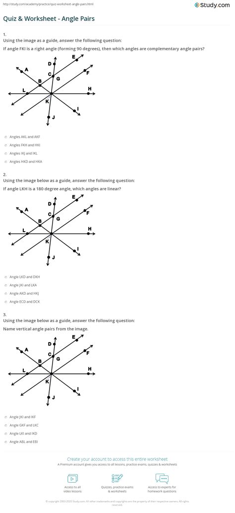 Angle Pair Relationships Practice Worksheet – Owhentheyanks.com