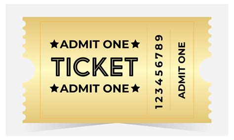 Golden Ticket Admit one vector Illustration simple design. Symbol template vector. Can be used ...