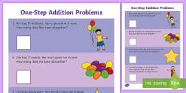 Addition Word Problems Worksheet - (teacher made) - Twinkl