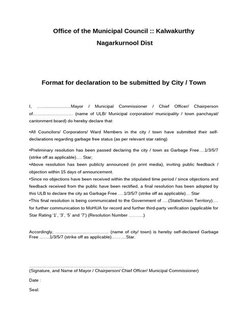 Image result for Chief Declaration Form