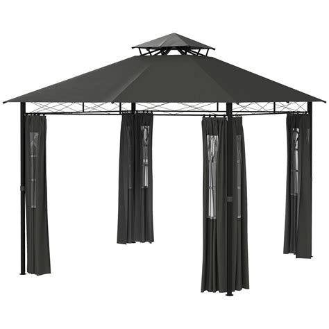 Outsunny Pavillon Partyzelt Gartenpavillon, 2,95 x 2,95 x 2, 85 m ...