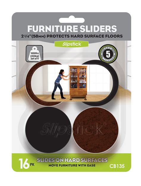 Slipstick CB135 2-1/4 Inch Round Felt Furniture Sliders for Hardwood ...