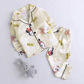 Shop Online Unisex Cream Animal Print Shirt And Pajama Set at ₹471