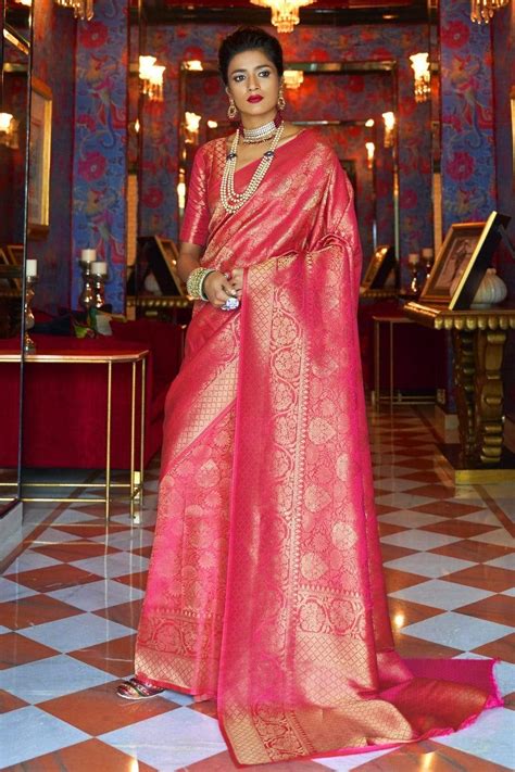 Rose Pink Handcrafted Kanjivaram Saree – DEVATITHI
