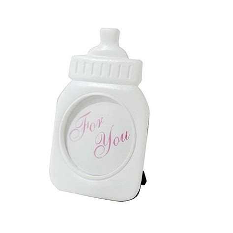 4 White Pink 4" Mini Feeding Bottle PICTURE FRAMES Baby Shower Favors ...