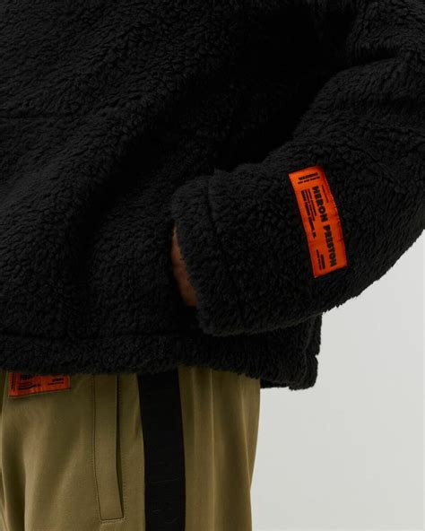 Heron Preston Fleece Hooded Jacket Black Fleece Jackets Heron Preston
