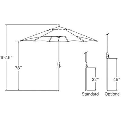 Buy Treasure Garden 9-Foot Push-Button Tilt Market Umbrella with Bronze ...