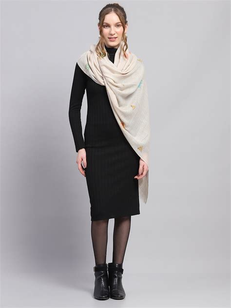 Buy Women Beige Self Design Stole Online in India - Monte Carlo