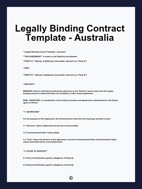 Legally Binding Contract Template - Australia