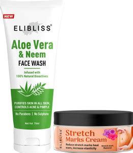ELIBLISS Stretch Marks Removal Cream and Aloe Vera & Neem Face Wash All ...