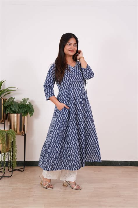 Niraa cotton angrakha kurti - Indigo – Select by Shiva