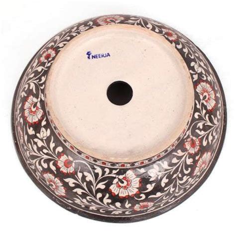 Black Base with White Leaves Patterned Wash Basin – NEERJA ...