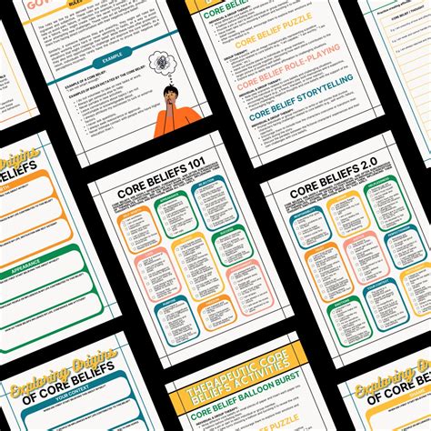 Negative Core Beliefs Worksheets for Therapists Cognitive Behavioral ...