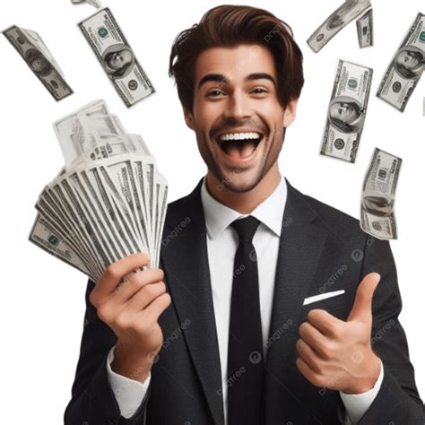 A Happy Man With Lot Of Money, Happy Man, Money, Excited PNG ...