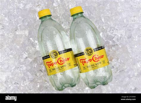 Bottles of Topo Chico mineral water seen on ice at Atmosphere City of Angels Launch Party Powered by
