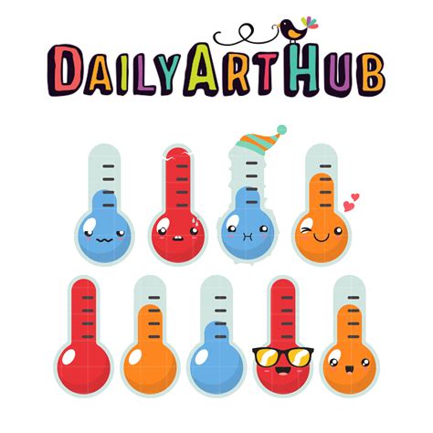 Kawaii Weather Thermometer Clip Art Set – Daily Art Hub // Graphics ...