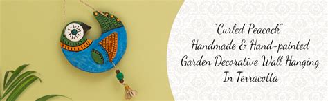 Buy ExclusiveLane Curled Peacock Handmade Handpainted Terracotta Wall ...