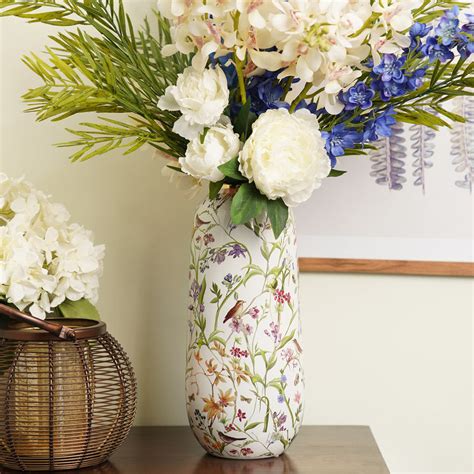 Shop White Floral Print Ceramic Vase - Large - at Best Price Online in ...