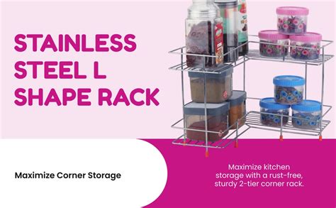CR18 COLLECTION Stainless Steel L Shape Rack for Kitchen | Kitchen Dish ...
