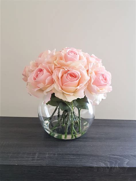 Real Touch Rose Arrangement | Faux Rose Arrangement | Silk Flower Vase ...