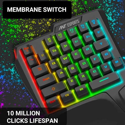 Ant Esports MK1001 One Handed RGB Backlit 35 Keys Gaming Wired USB ...