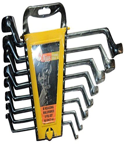 AJAY BIHEXAGONAL RING SPANNER 6x7-20x22MM 8 PCS. : Amazon.in: Home ...